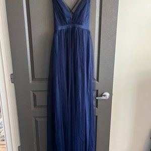 Navy Blue Backless Maxi Dress